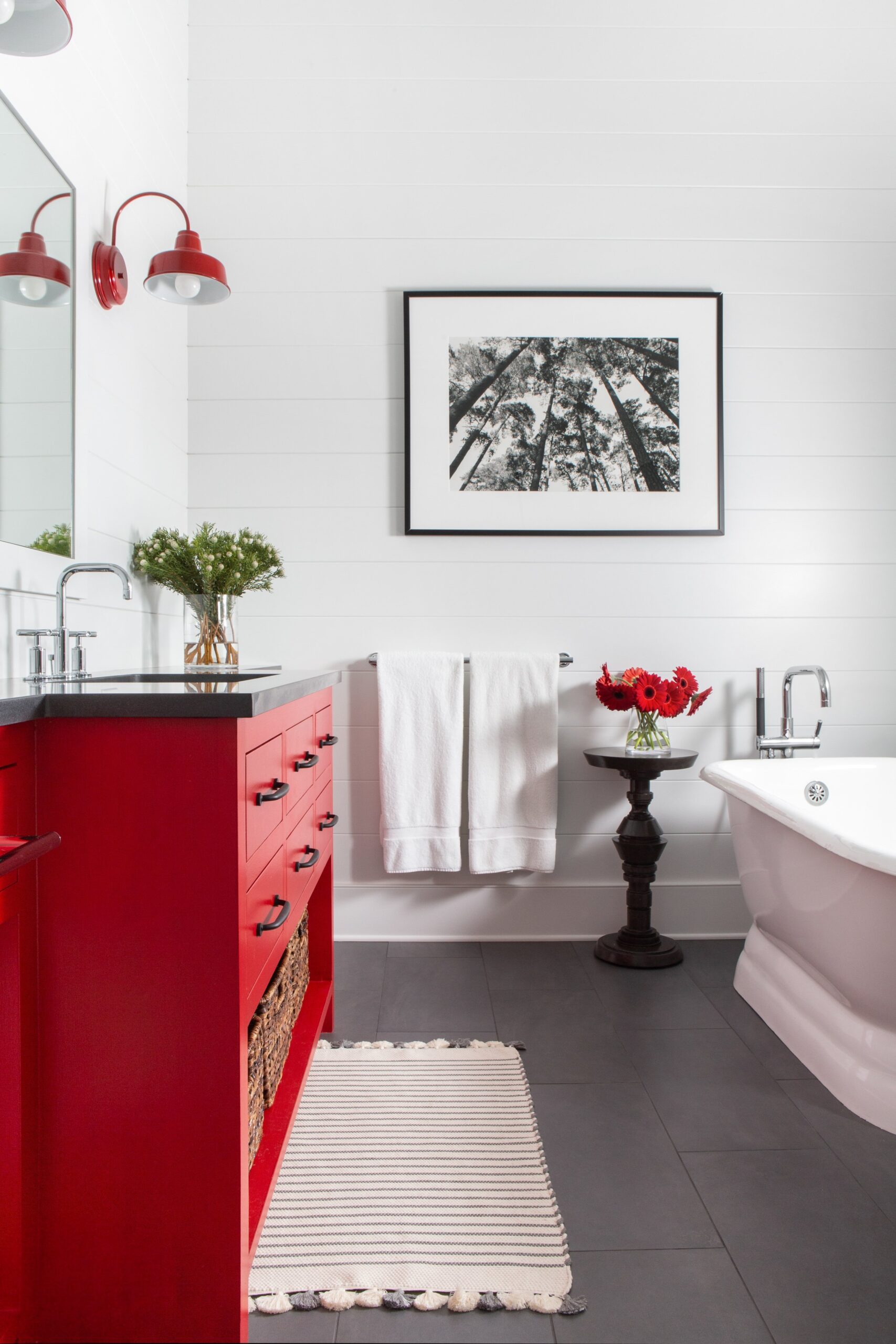 red and black bathroom