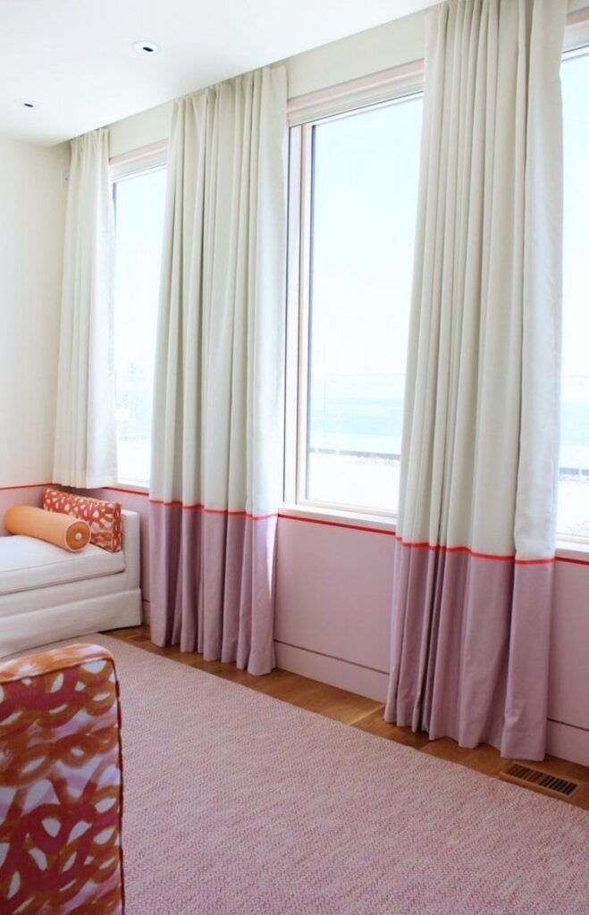 floor length color block curtains